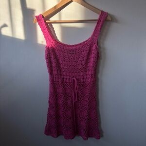 Karen Kane Pink Crochet Top
